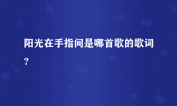 阳光在手指间是哪首歌的歌词？