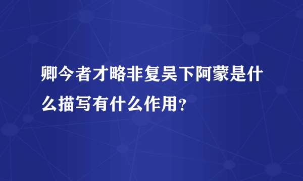 卿今者才略非复吴下阿蒙是什么描写有什么作用？