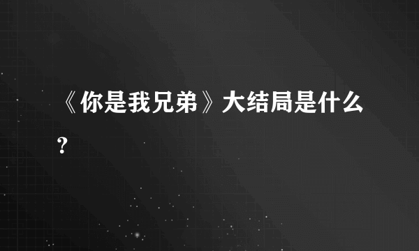 《你是我兄弟》大结局是什么？