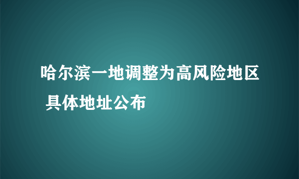 哈尔滨一地调整为高风险地区 具体地址公布