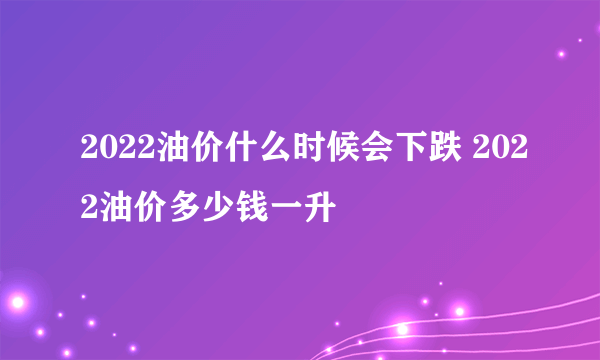 2022油价什么时候会下跌 2022油价多少钱一升