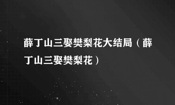 薛丁山三娶樊梨花大结局（薛丁山三娶樊梨花）