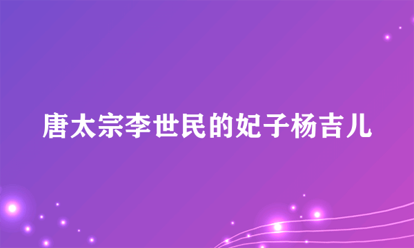 唐太宗李世民的妃子杨吉儿