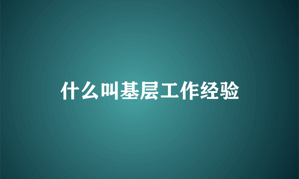 什么叫基层工作经验