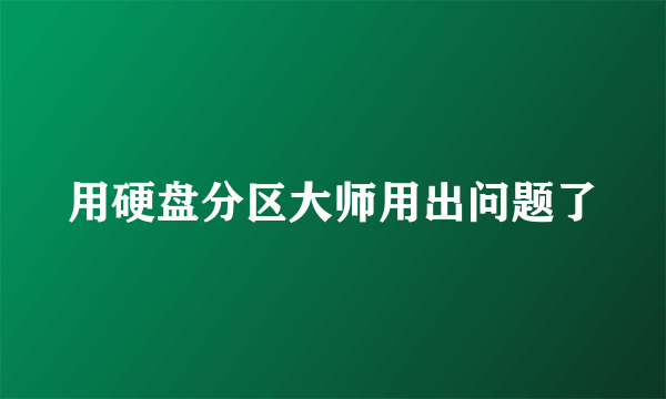 用硬盘分区大师用出问题了