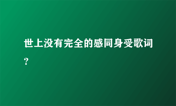 世上没有完全的感同身受歌词？