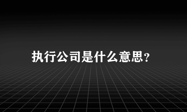 执行公司是什么意思？