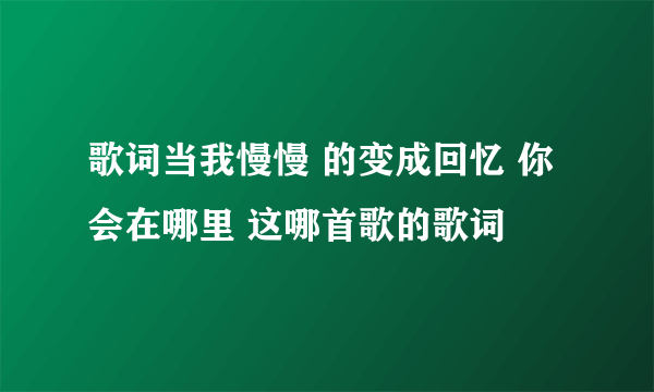 歌词当我慢慢 的变成回忆 你会在哪里 这哪首歌的歌词