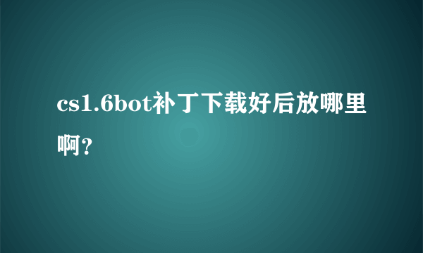 cs1.6bot补丁下载好后放哪里啊？