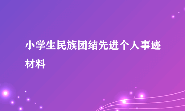 小学生民族团结先进个人事迹材料