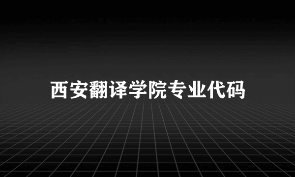 西安翻译学院专业代码