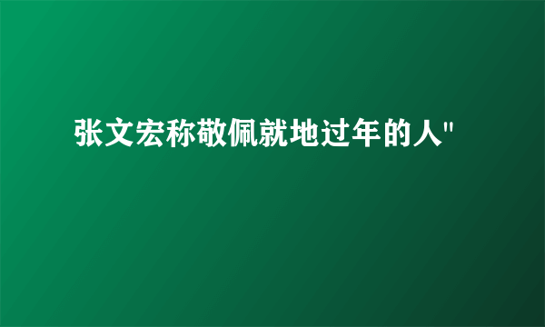 张文宏称敬佩就地过年的人