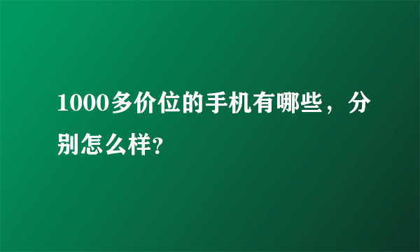 1000多价位的手机有哪些，分别怎么样？