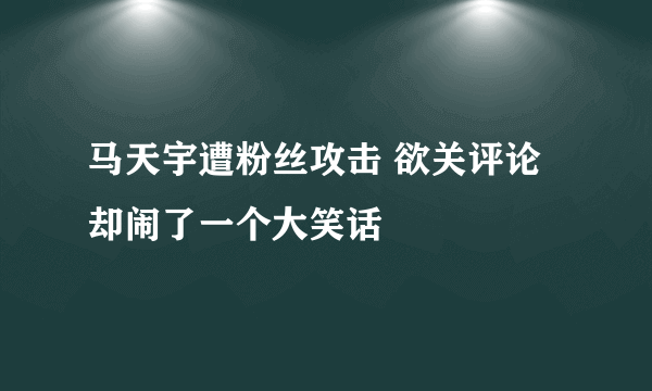 马天宇遭粉丝攻击 欲关评论却闹了一个大笑话