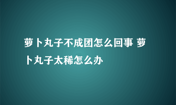 萝卜丸子不成团怎么回事 萝卜丸子太稀怎么办