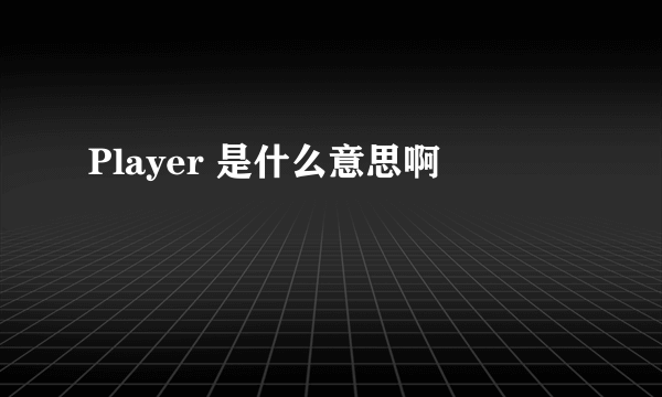 Player 是什么意思啊