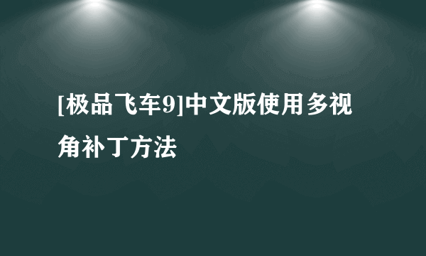 [极品飞车9]中文版使用多视角补丁方法