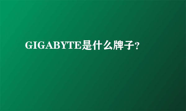 GIGABYTE是什么牌子？