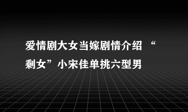 爱情剧大女当嫁剧情介绍 “剩女”小宋佳单挑六型男