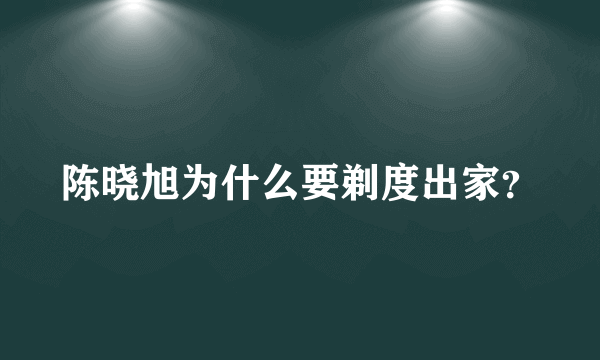 陈晓旭为什么要剃度出家？