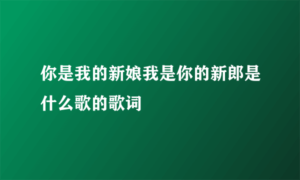 你是我的新娘我是你的新郎是什么歌的歌词