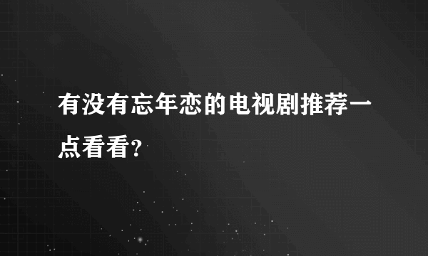 有没有忘年恋的电视剧推荐一点看看？