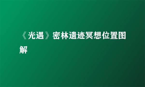 《光遇》密林遗迹冥想位置图解