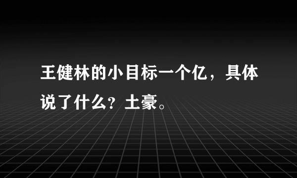 王健林的小目标一个亿，具体说了什么？土豪。