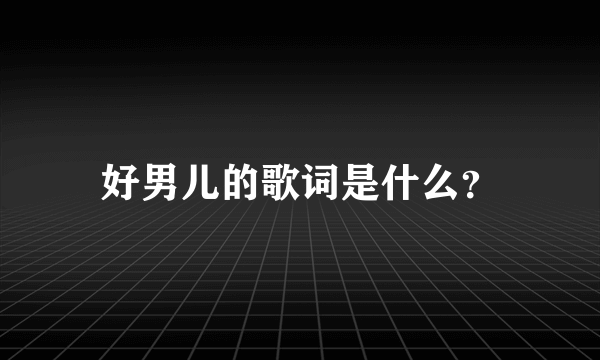 好男儿的歌词是什么？