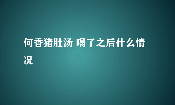 何香猪肚汤 喝了之后什么情况