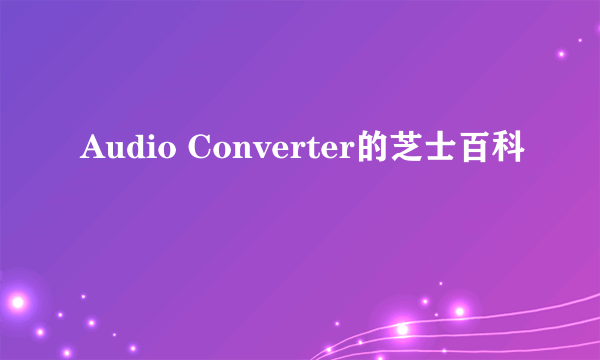 Audio Converter的芝士百科