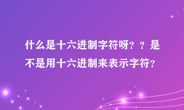 什么是十六进制字符呀？？是不是用十六进制来表示字符？