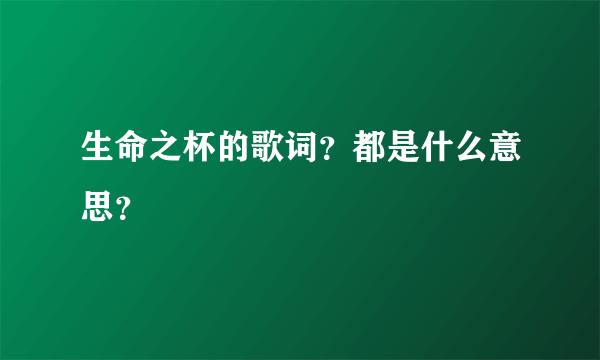 生命之杯的歌词？都是什么意思？