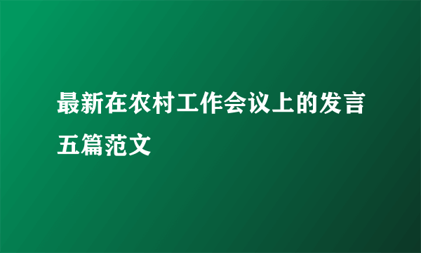 最新在农村工作会议上的发言五篇范文