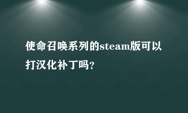 使命召唤系列的steam版可以打汉化补丁吗？