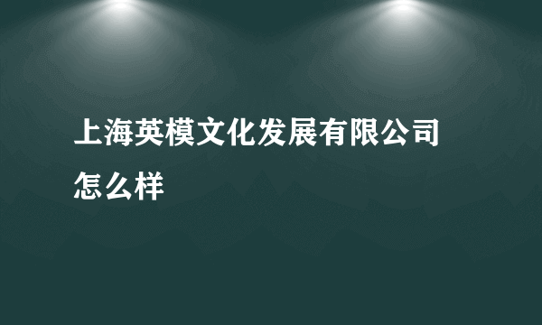 上海英模文化发展有限公司 怎么样