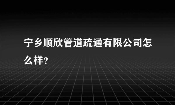 宁乡顺欣管道疏通有限公司怎么样？