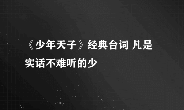 《少年天子》经典台词 凡是实话不难听的少