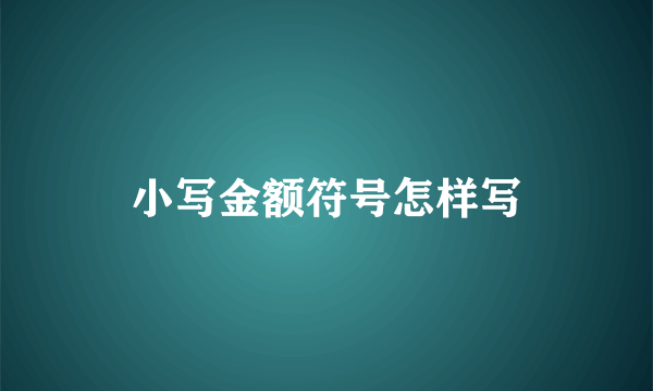 小写金额符号怎样写