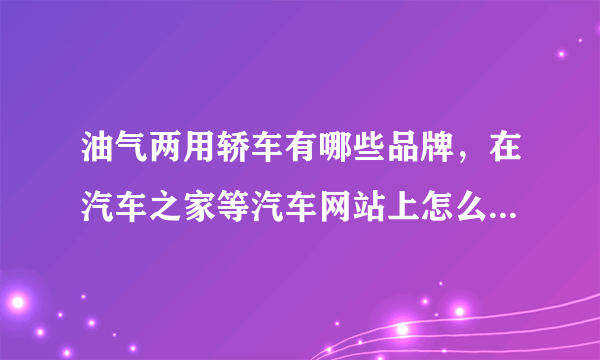 油气两用轿车有哪些品牌，在汽车之家等汽车网站上怎么找不到。