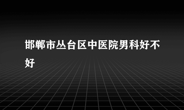 邯郸市丛台区中医院男科好不好