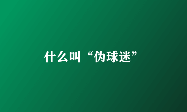 什么叫“伪球迷”