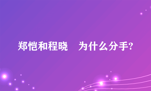 郑恺和程晓玥为什么分手?