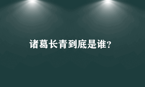 诸葛长青到底是谁？