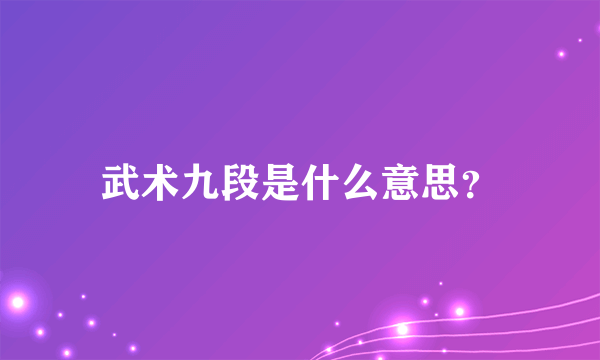 武术九段是什么意思？