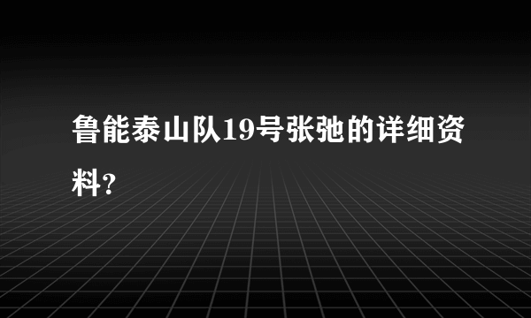 鲁能泰山队19号张弛的详细资料？