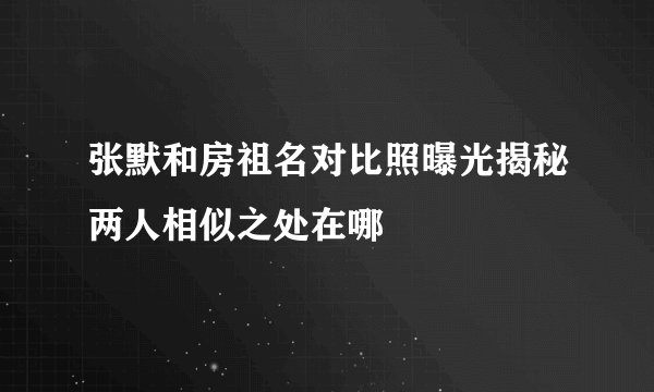 张默和房祖名对比照曝光揭秘两人相似之处在哪