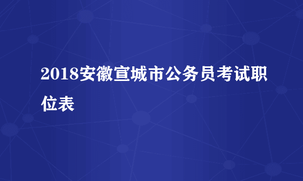 2018安徽宣城市公务员考试职位表