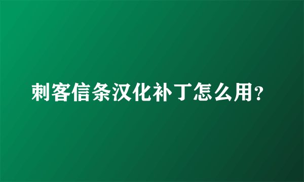 刺客信条汉化补丁怎么用？