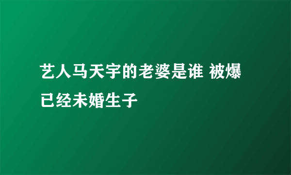 艺人马天宇的老婆是谁 被爆已经未婚生子